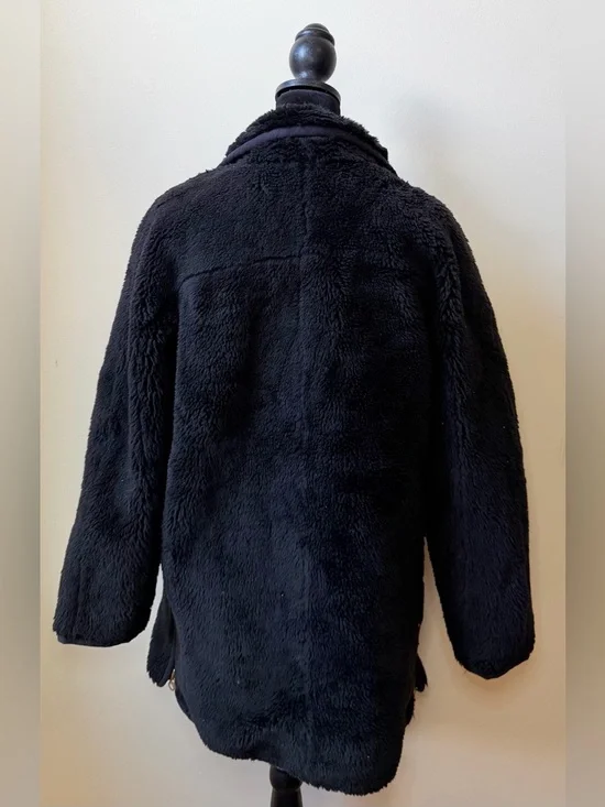 J.Crew Black Sherpa Coat XXS Cozy Luxury Plush Minimal Chic Winter Jacket Great - Picture 4 of 7
